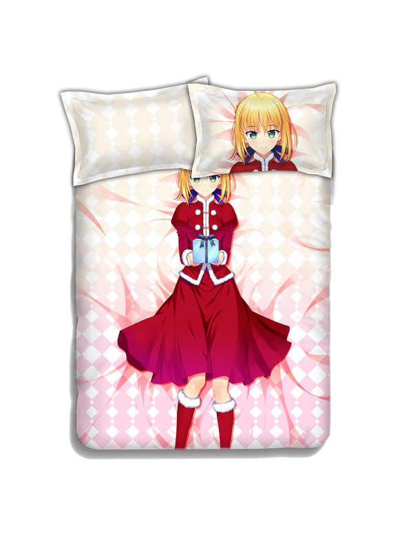 Saber-Fate Anime 4 Pieces Bedding Sets,Bed Sheet Duvet Cover with Pillow Covers