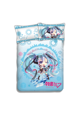 Miku Hatsune - Vocaloid Anime 4 Pieces Bedding Sets,Bed Sheet Duvet Cover with Pillow Covers