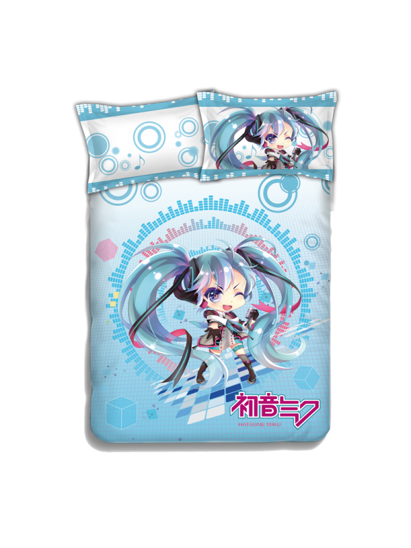 Miku Hatsune - Vocaloid Anime 4 Pieces Bedding Sets,Bed Sheet Duvet Cover with Pillow Covers