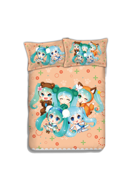 Miku Hatsune - Vocaloid Japanese Anime Bed Sheet Duvet Cover with Pillow Covers