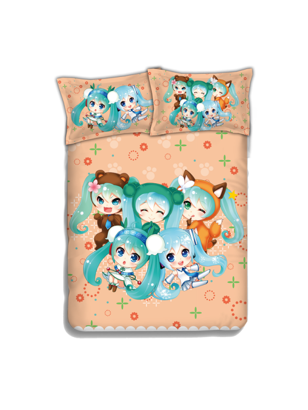 Miku Hatsune - Vocaloid Japanese Anime Bed Sheet Duvet Cover with Pillow Covers