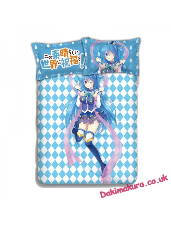 Aqua-KonoSuba Japanese Anime Bed Blanket Duvet Cover with Pillow Covers