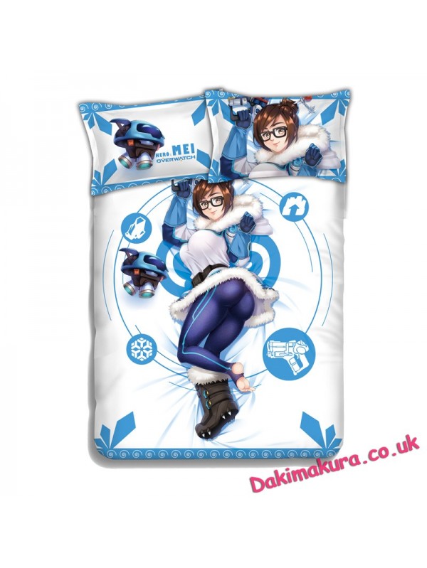 Mei - Overwatch Anime 4 Pieces Bedding Sets,Bed Sheet Duvet Cover with Pillow Covers