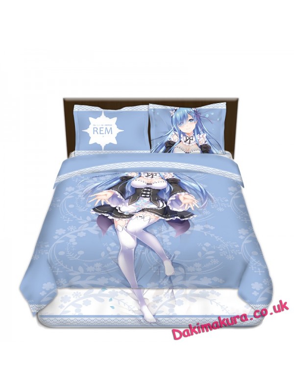 Rem - Re Zero Japanese Anime Bed Blanket Duvet Cover with Pillow Covers