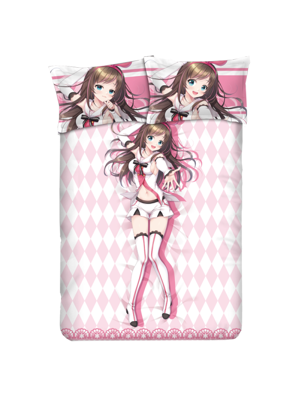 Kizuna Ai Anime 4 Pieces Bedding Sets,Bed Sheet Duvet Cover with Pillow Covers