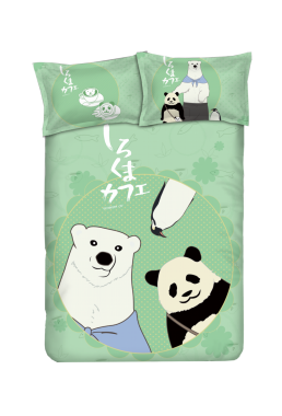 Panda - Shirokuma CafeGreen Anime Bed Sheet Duvet Cover with Pillow Covers