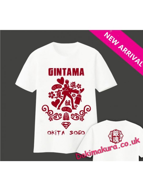 New Okita Sougo-Gintama Mens Anime Fashion T-shirts