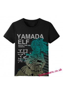 YAMADA Logo Black Mens Anime T-shirts