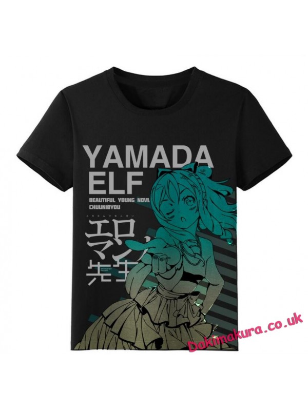 YAMADA Logo Black Mens Anime T-shirts