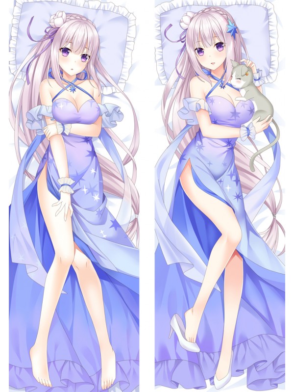 ReZero Emilia Pillow Case Anime Japanese Dakimakura Hugging Body Pillow Cover